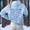 2025 Women's European Fit Drop Shoulder Ribbed Print Hoodie