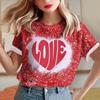 Dámské volné tričko s krátkým rukávem a kulatým výstřihem s valentýnským potiskem lásky