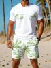 Conjunto Deportivo Casual Transpirable para Exteriores Ocio Hombres Camiseta de Cuello Redondo Conjunto de Pantalones Cortos Verano Estampado Digital Conjunto Estampado Hombres Adulto