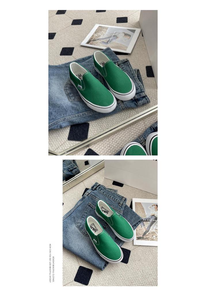 Chaussures Slip-On en toile unisexes 2026: Chaussures plates d'été décontractées style coréen pour étudiants et couples.