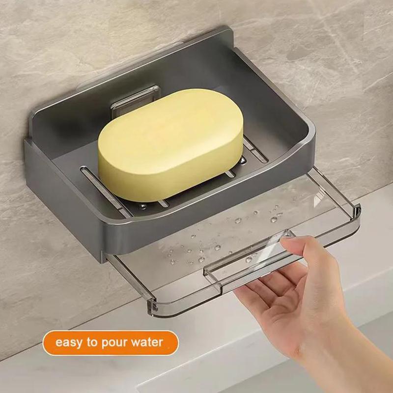 Bathroom Soap Holder Free-Punching Wall Mounted Soap Sponge Holder Organizer Double Drainage Soap Dish Bathroom Accessories