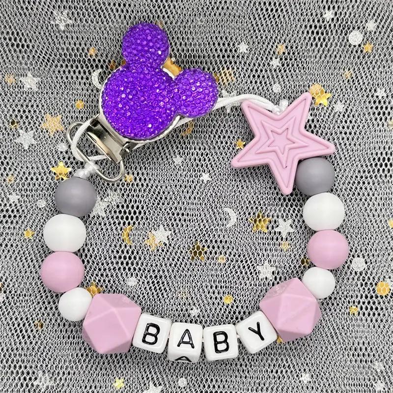 Baby Pacifier Clip Personalised Name Dummy Nipple Holder Chains Newborn Feeding Newborn Custom Pacifiers Clip Chew Teething Toys