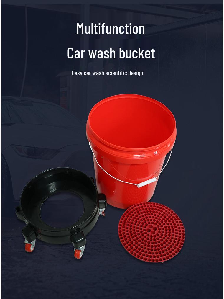 Pulley Car Wash Bucket with Sand & Gravel Filter - Large Capacity, Dual Use for Car Beauty Shops.