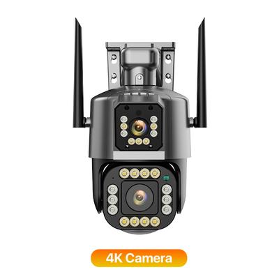 4K HD WIFI IP Camera 16MP 10X Hybrid Zoom Auto Tracking PTZ Camera Outdoor Four Lens Three Screen Security Cam 4K Surveillance