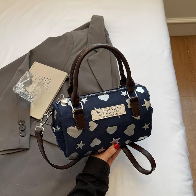 Commuter Boston Pillow Bag Women's 2025 New Printed Pattern Contrast Crossbody Bag Fashion Casual Shoulder Bag