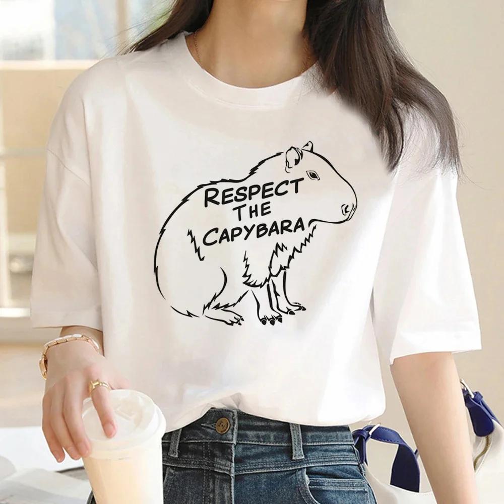 Cute Capybara Clothing T-Shirt Women Vintage Cartoon T Shirt Female Casual Anime Top Tees T Shirt Manga Women Graphic Tee Tops