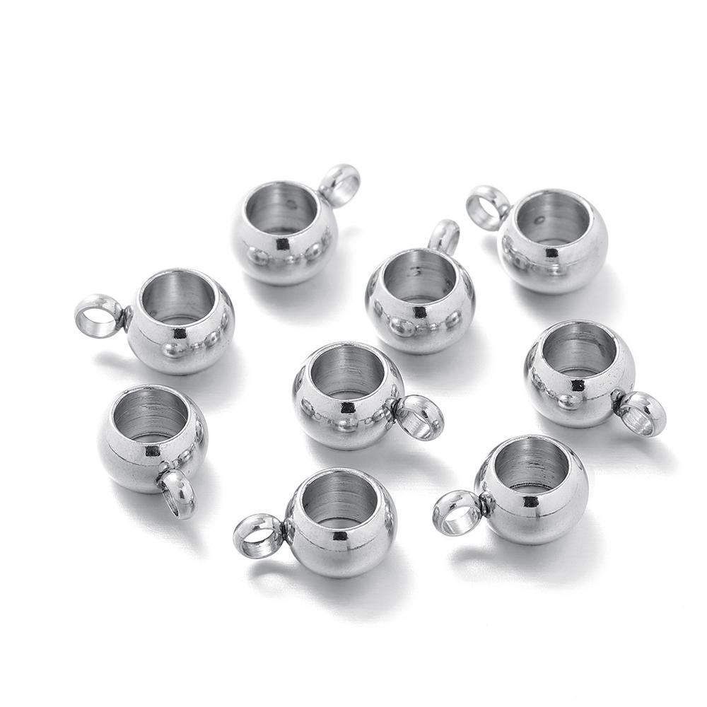 10pcs/lot Stainless Steel Spacer Beads Pendant Charms Clasps Gold Color Bail Beads for DIY Jewelry Necklace Making Findings