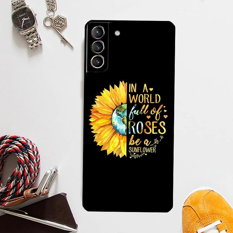 Beauty Yellow Sunflower Case For Samsung Galaxy S25 Ultra S20 S21 S22 S23 Plus S24 Ultra S9 S10 S25 FE Cover Coque
