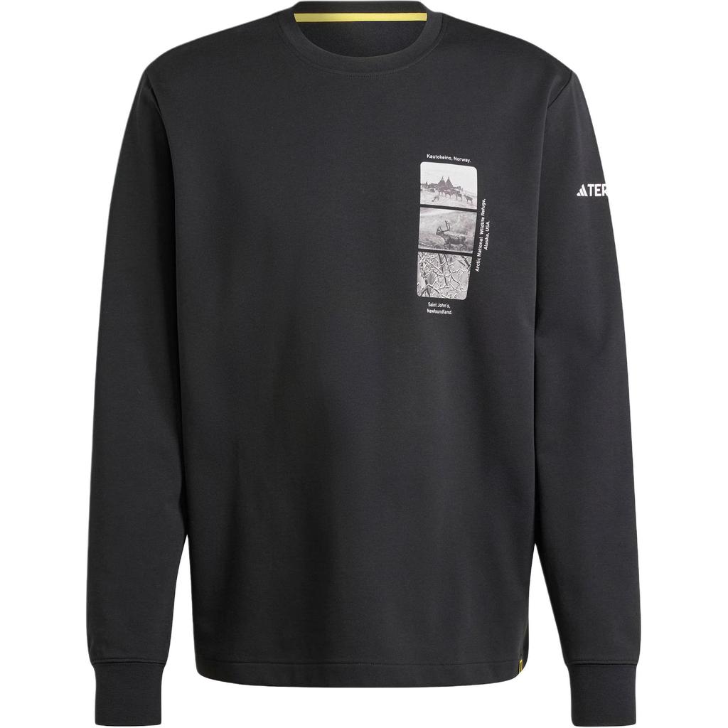 Adidas X Koszulka z długim rękawem z nadrukiem marki National Geographic, wygodna, unisex, czarna IX5613