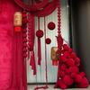 Festive Wine Red Velvet Pendant for New Year & Spring Festival Decorations