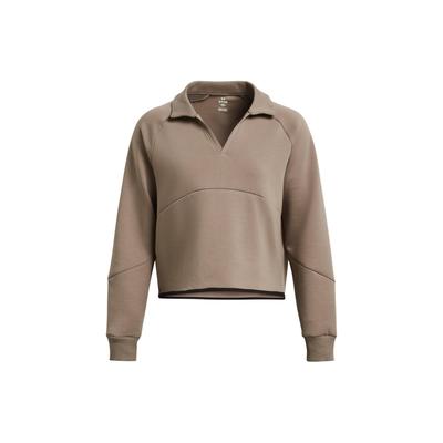 UA Unstoppable Solid Color Short Pullover Long Sleeve Sweatshirt Women Sweatshirt Khaki 1382746-200