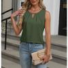 Summer Pleated T-shirt Chiffon Hollow Sleeveless Top