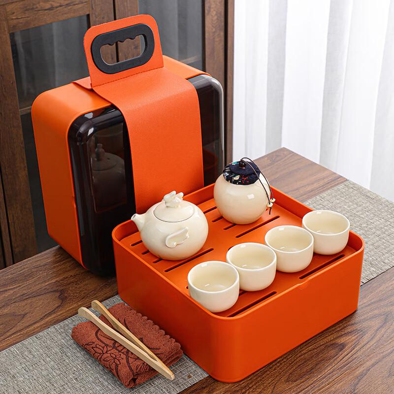 Jun Seventeen WA Ceramic Travel Tea Set 1 Pot, 4 Cups, 1 Canister