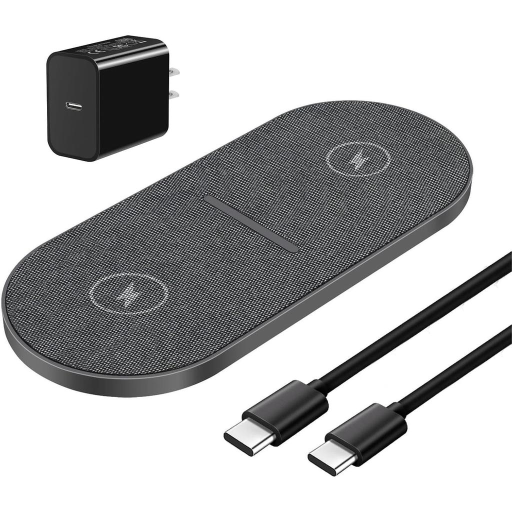 Dual 20W Wireless Charging Pad, Fast Wireless Charger with Adapter for iPhone 17 Pro Max/17 Air/16/15/14/13/12/11/XS/XR/8 Plus,Air pods,Samsung Galaxy