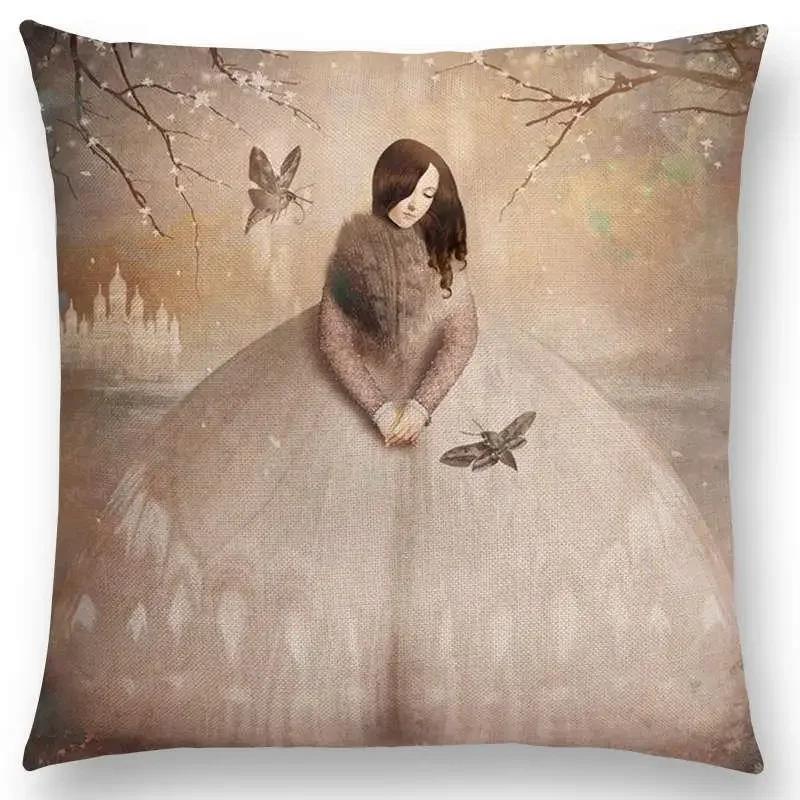 New Elegant Lady Cute Girl Shakespeare Imagine Fantasy Oil Painting Dreamy Feeling Fable Fate Thorw Pillow Case Cushion Cover