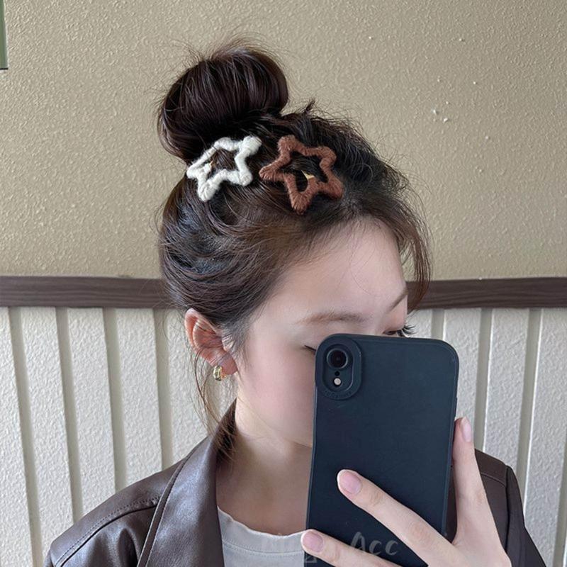Hollow Star Hairpins Hair Clip Star Hairpins Hair Clips Hairpin Hair Barrette Headwear Hair Pin Wool Material for Girls