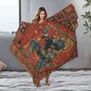 Black Dragon Carpet Blanket Chinese Mythology Bed Throw Demon King Blanket Dark Red Floor Covering Unique Gift