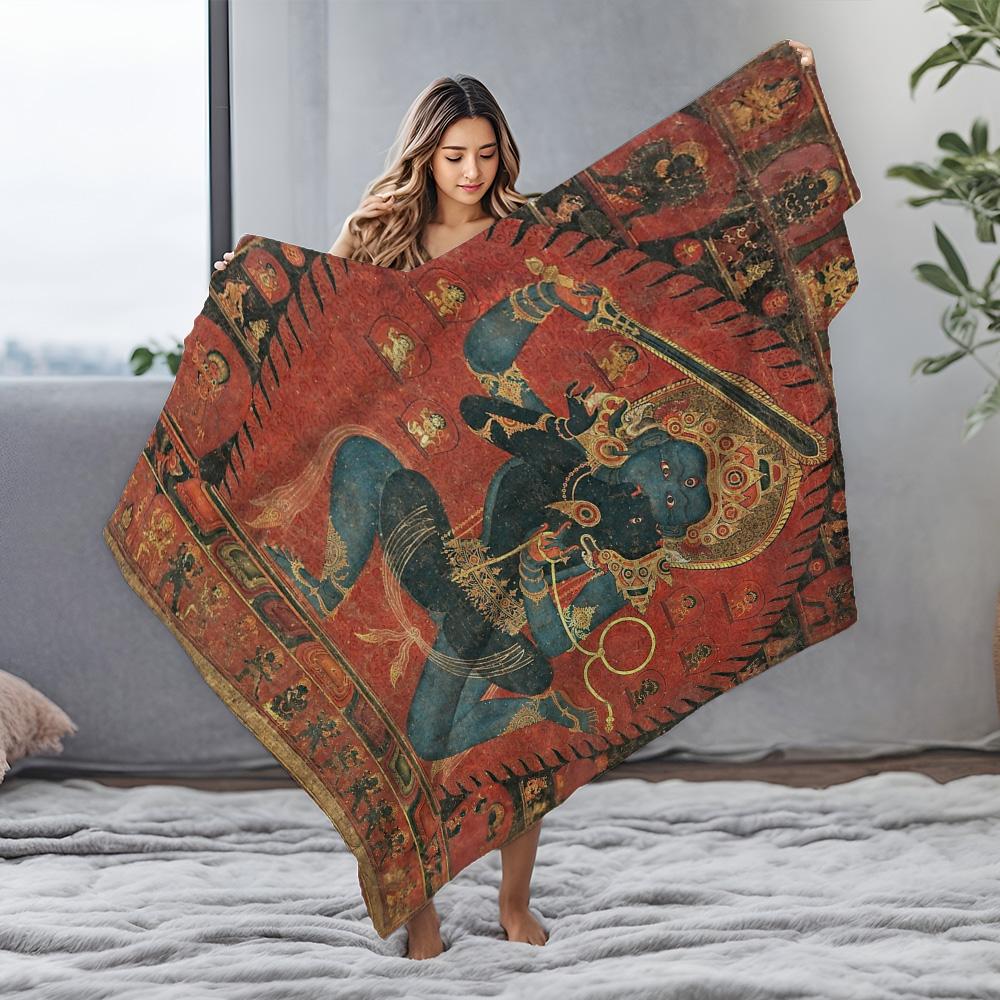 Black Dragon Carpet Blanket Chinese Mythology Bed Throw Demon King Blanket Dark Red Floor Covering Unique Gift