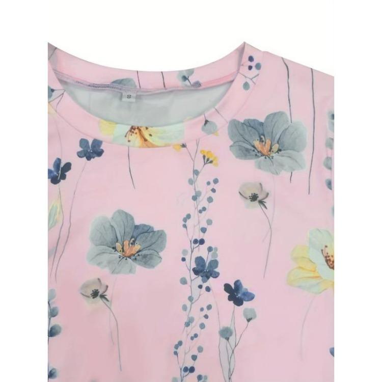 Primăvară Toamnă Haine Damă Imprimeu Floral Casual Mânecă Lungă Gât Rotund