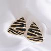 Exaggerated Geometric Triangle Zebra Pattern Silver Needle Earrings Women'S High-End Sense Retro Earrings Personalized Trendy Earrings