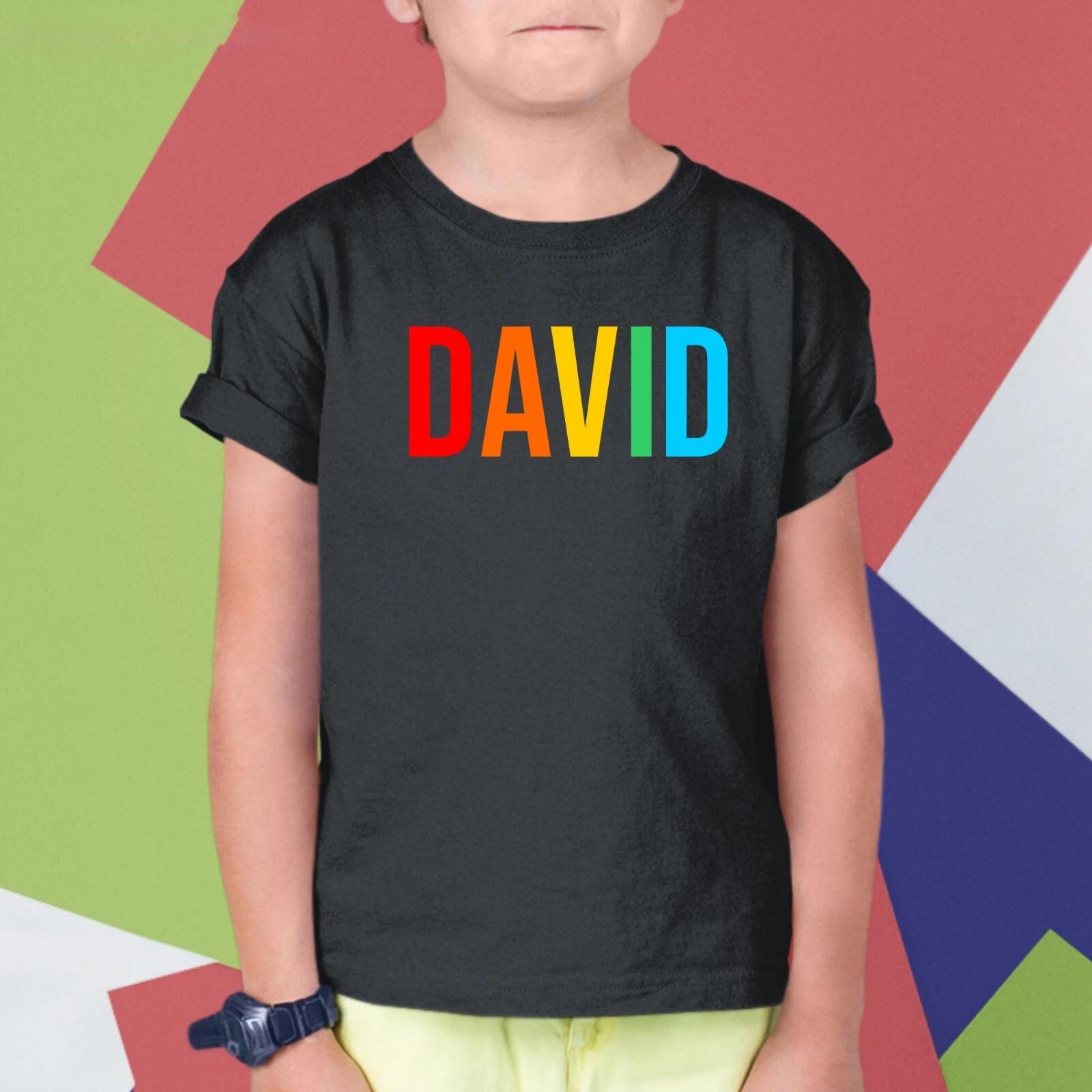 Personalised Kids T Shirt Rainbow Print Colour Any Text Your Name Boys Girls Top 4XL