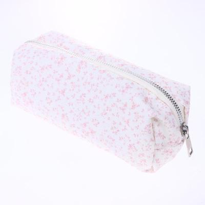 1Pcs Large Capacity Pencil Pouch Pink Small Floral Pencil Case Handheld Pen Bag Cosmetic Portable Gift For Office School Teen
