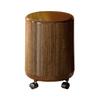 Decorative Wood Effect Plastic Trash Can 12L Rolling Garbage Bin Waterproof with Lid and Wheels For Bedroom Living Room