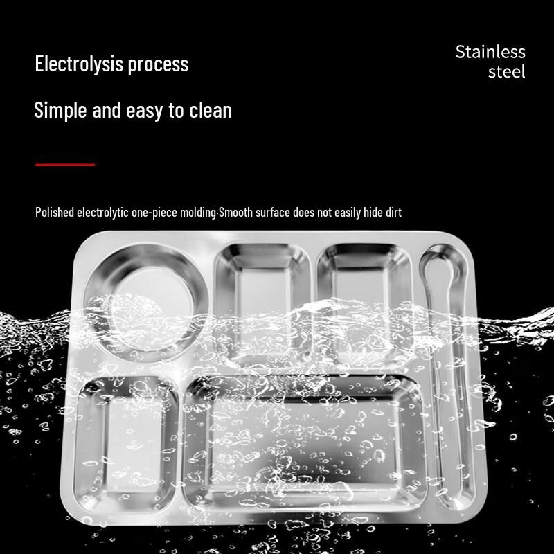 201 Stainless Steel 5-Compartment Deep Meal Plate