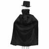 Children's Superhero Costume Set: Black Cape, Magician Hat, Bow Tie, Cane, and Gloves for Role-Playing.