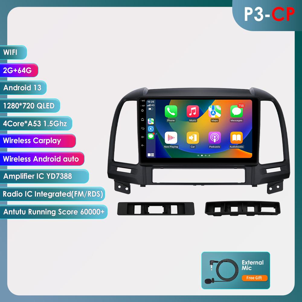 Hizpo 2din Android Autoradio for Hyundai Santa Fe 2 2006 - 2012 Car Radio Multimedia Video Player GPS Navi Head Unit  intelligent Carplay Auto 4G RDS