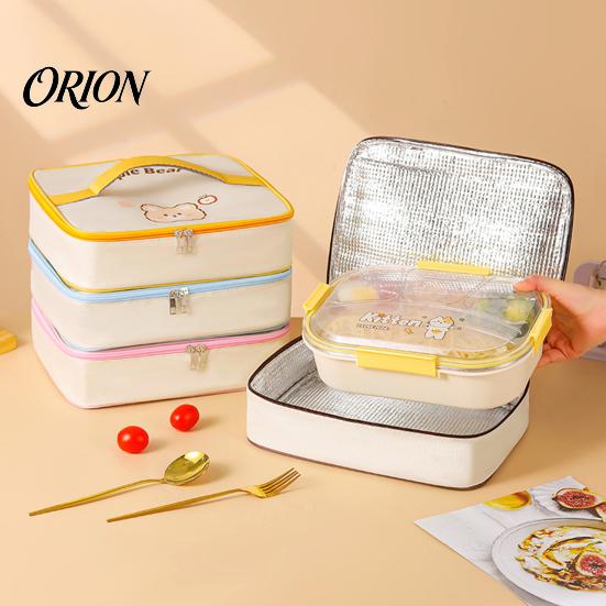 Insulated Lunch Bag for School Square Flat Bag, Thickened Aluminum Foil Lining Box, Organizer Durable Oxford Cartoon Print Food Container And Work