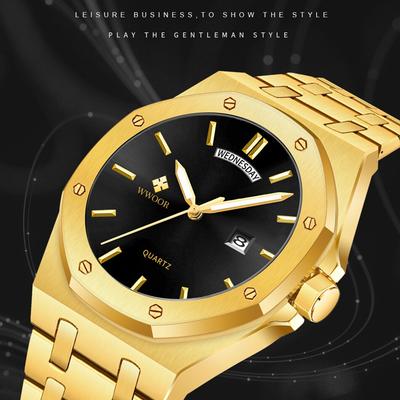 Luxury Men Wristwatch Business Waterproof Luminous Date Week Man Watch Stainless Steel Band Men's Quartz Watches
