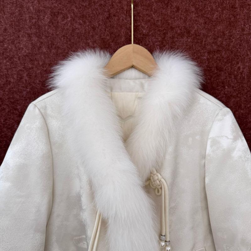 Real shot, women's new Haining fur Chinese style fox hair jacket real hair down jacket