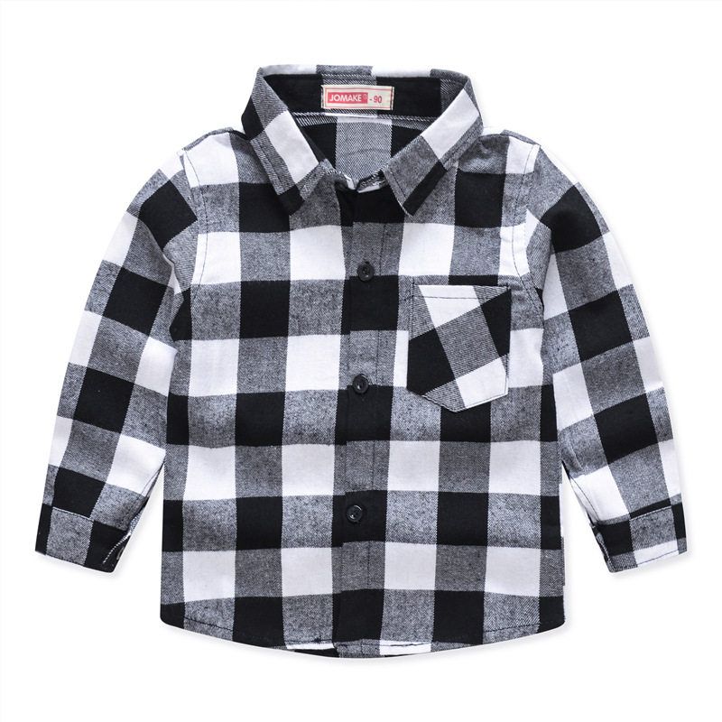 Spring and Autumn Boys and Girls Korean Cotton Plaid Shirt