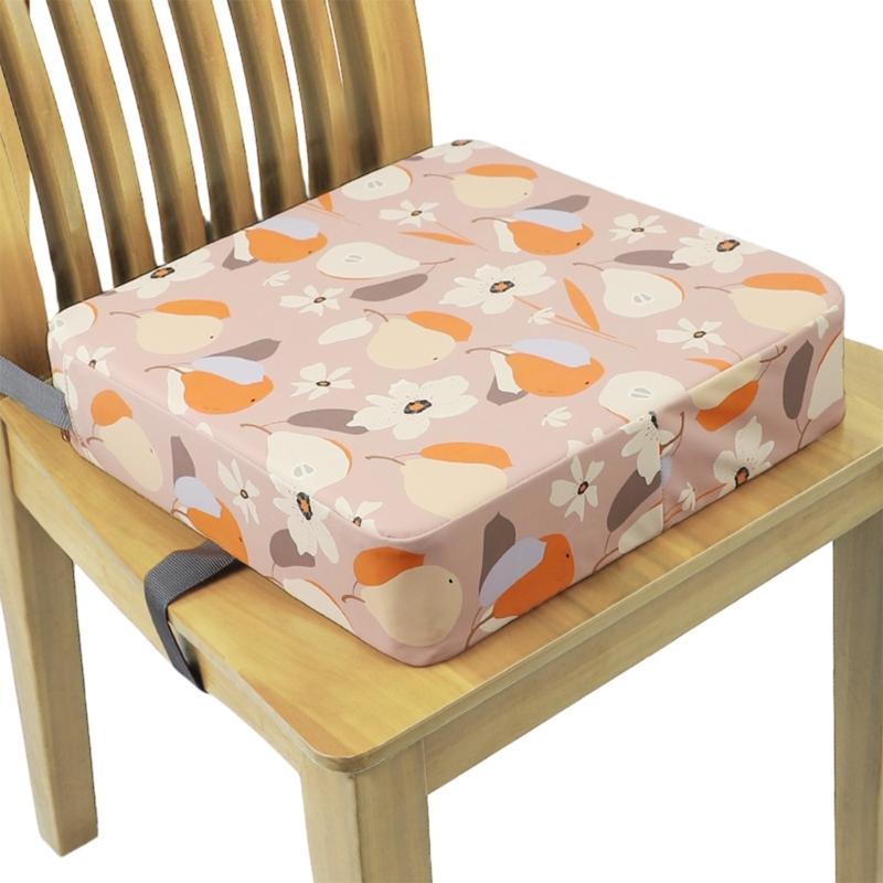 Booster Seat for Dining Table Printed Pattern Kids Booster Seat with Safety Buckles Anti-Slip Bottom Heightening Cushion