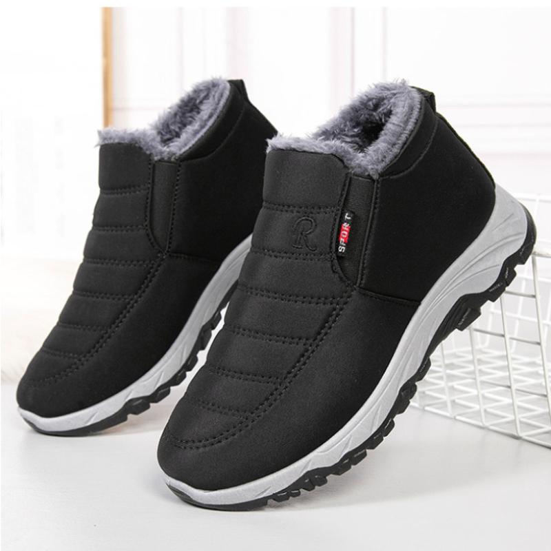 

Хлопковая обувь с зимним флисом и толстые зимние ботинки для людей среднего и пожилого возраста, короткие ботинки для тепла 43 чёрный