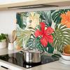 Decorative Glass Chopping and Serving Board Hawaiian Flowers 80x52 Cm