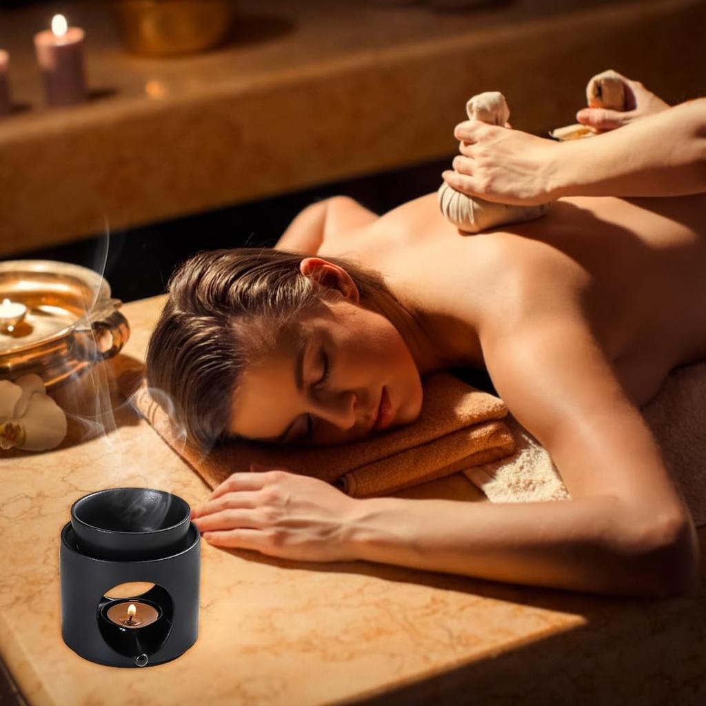 Wax Melt Burner, Ceramic Oil Burners with Candle Spoon Essential Oil Burner Aroma Diffuser Home Aroma Oil Burner Candle Holder Wax burner