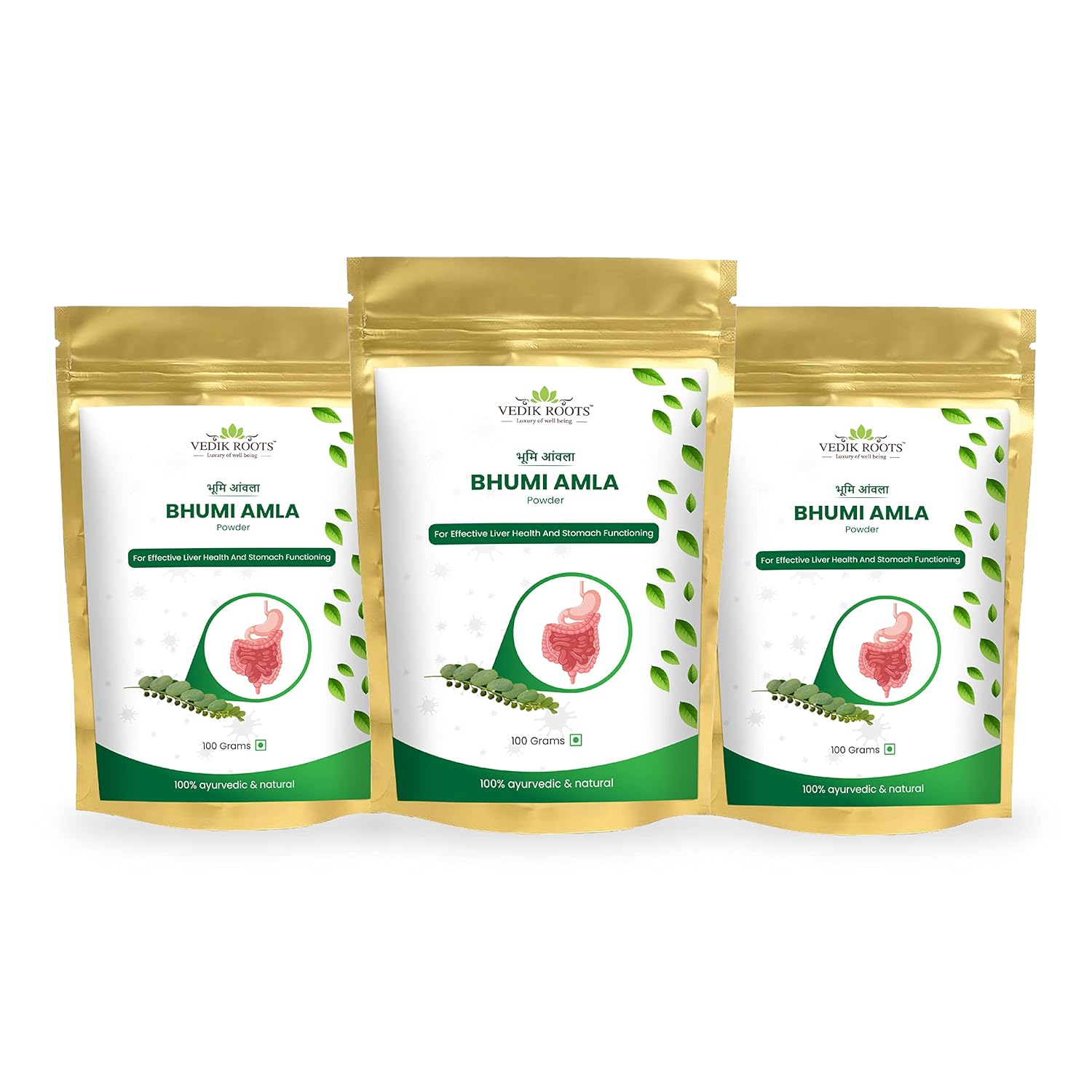 

Vedikroots Bhumi Amla Powder Organic & Pure Ingredient Extract | 100gm 0.2lbs Each Pack Of 3