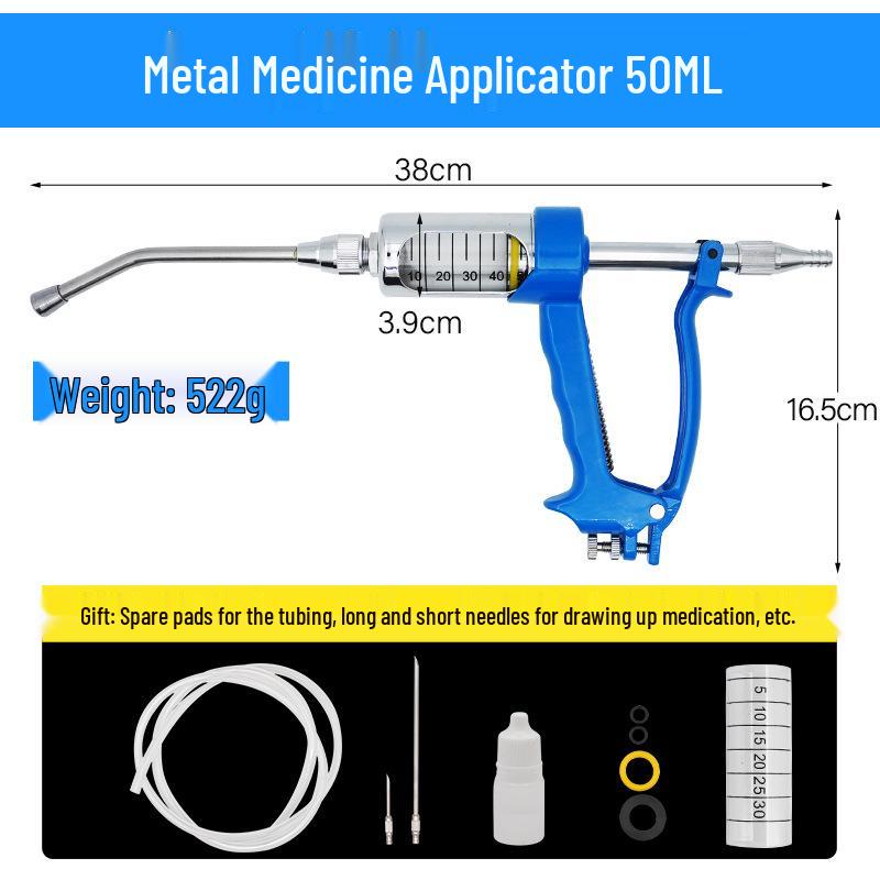Veterinary Adjustable Metal Drenching Gun Doser for Pigs, Cattle, Sheep with 5ml, 10ml, 30ml Bottle