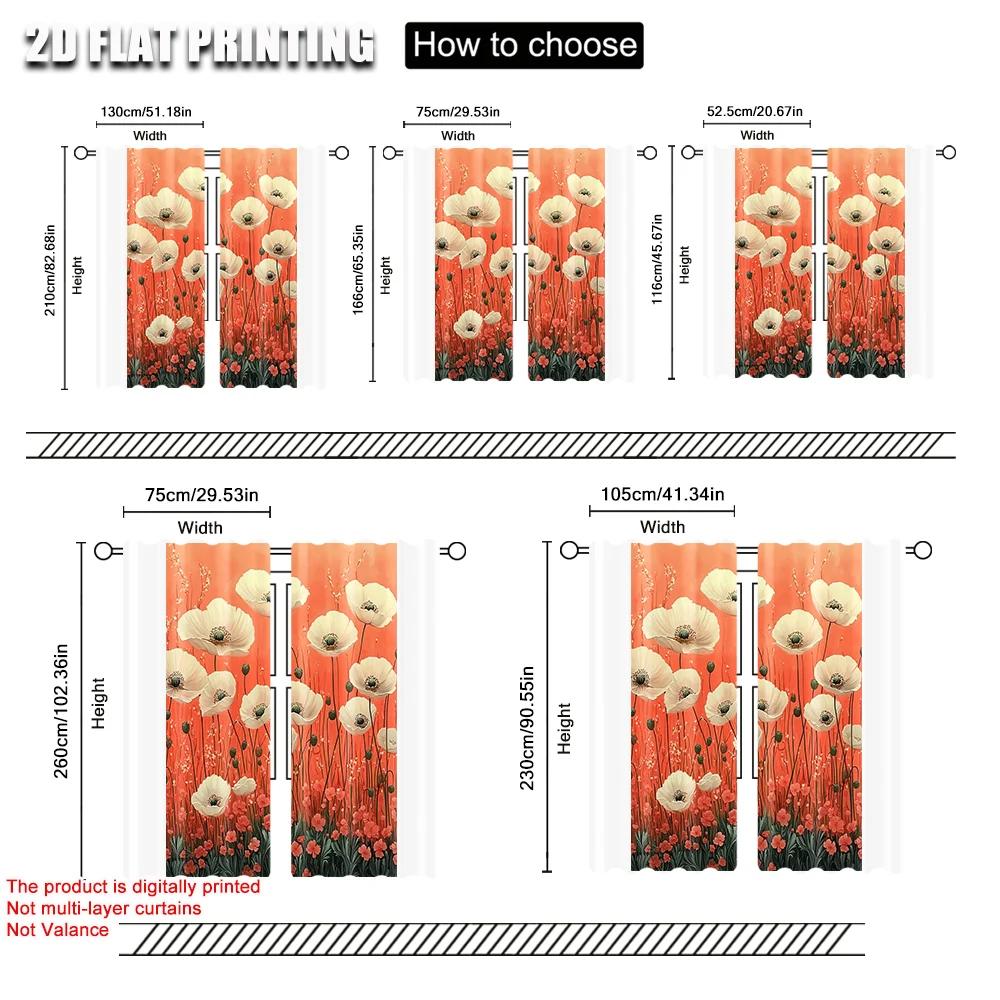 2pc     Curtain Flowers and Plants (9) Fabric  Without Electricity Birthday Party Perfect for Seasonal Decorations