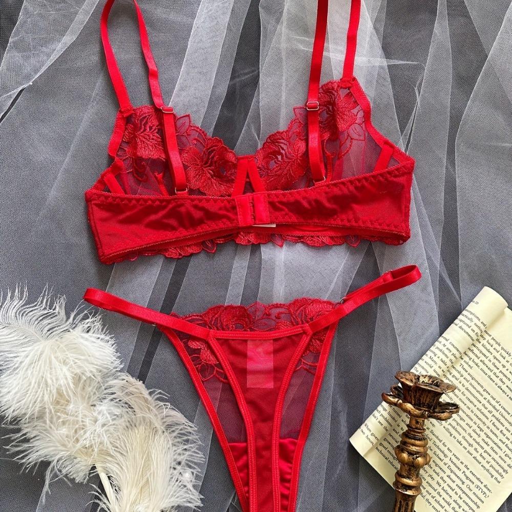 Valentine's Day New Flower Mesh Embroidery Perspective Sexy Gathering Sex Suit