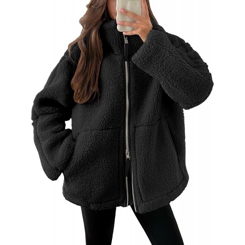 JPNTKY Women's Vintage Casual Solid Color Print Autumn Winter Long Sleeve Jackets & Coats