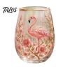 Elegant Gilded Rim Glass Cup, Egg Shape Clear Lead-Free Crystal Enamel Painted Golden Water Cup Vintage Drinking Tumbler, Large Capacity Glassware for