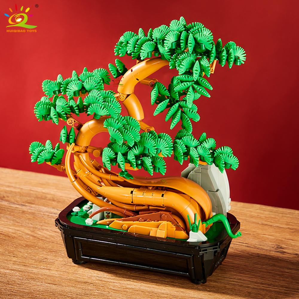 1023Pcs Moc Maple Pine Red Maple Leaves Bonsai Model Micro Building Block Brick Kits Toy For Children Home Decoration