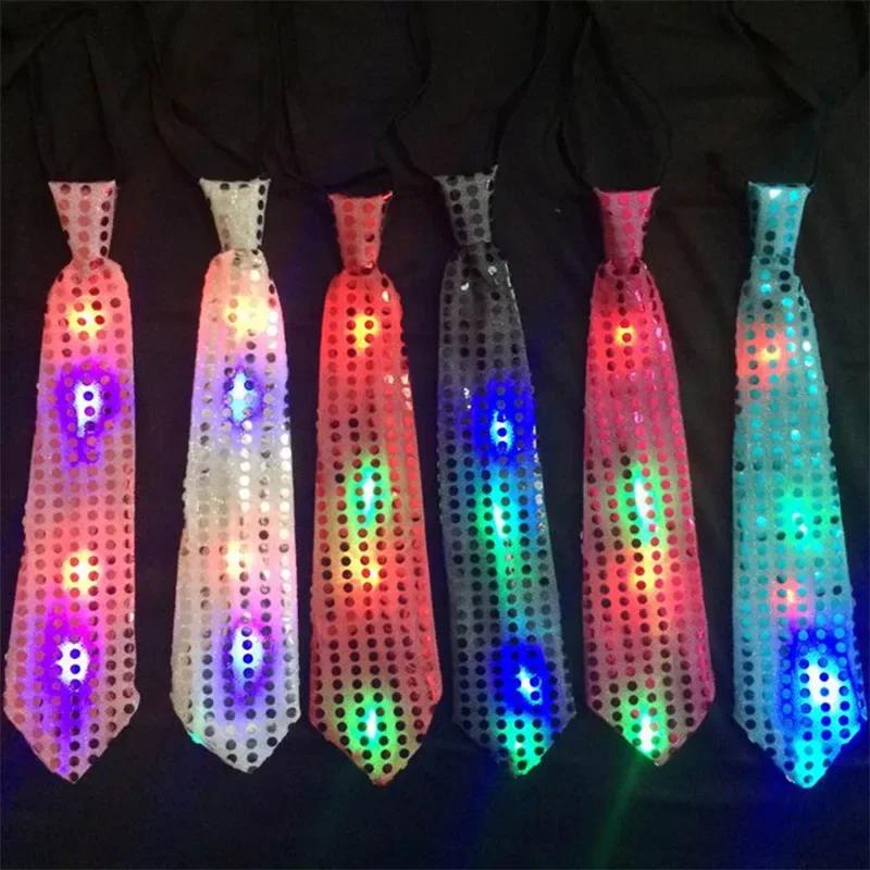 LED luminous tie, glitter sequined luminous tie, concert atmosphere props