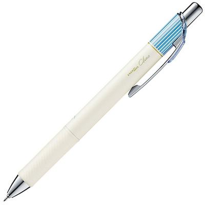 Pentel EnerGel Clena Ballpoint Pen 0.4mm Sax Blue Barrel, Black Ink (10-pack)