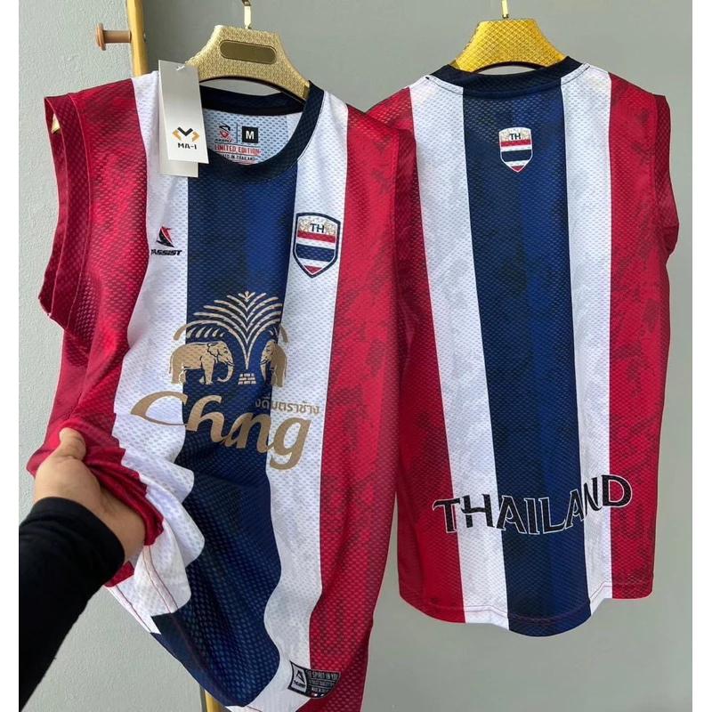 

Футболка сборной Таиланда по футболу, винтажная футболка, тренировочная майка, принт, быстросохнущая, без рукавов, спортивная форма с логотипом слона, ограниченный тираж 3XL
