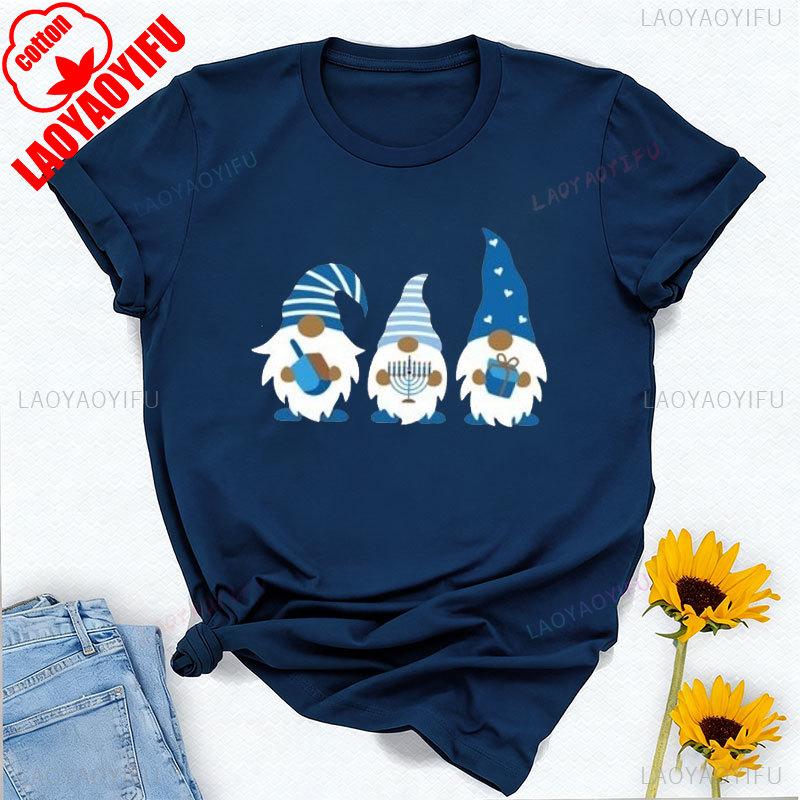 Funny Hanukkah Gnomes Graphic TShirt Chanukah Holiday Gifts High Quality Cotton Printed Tshirt Tops Women Unisex Tee Casual Style S
