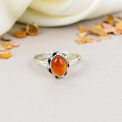 Röd Karneol Ring 925 Sterling Silver Naturlig Ädelsten Handgjorda Smycken För Kvinnor